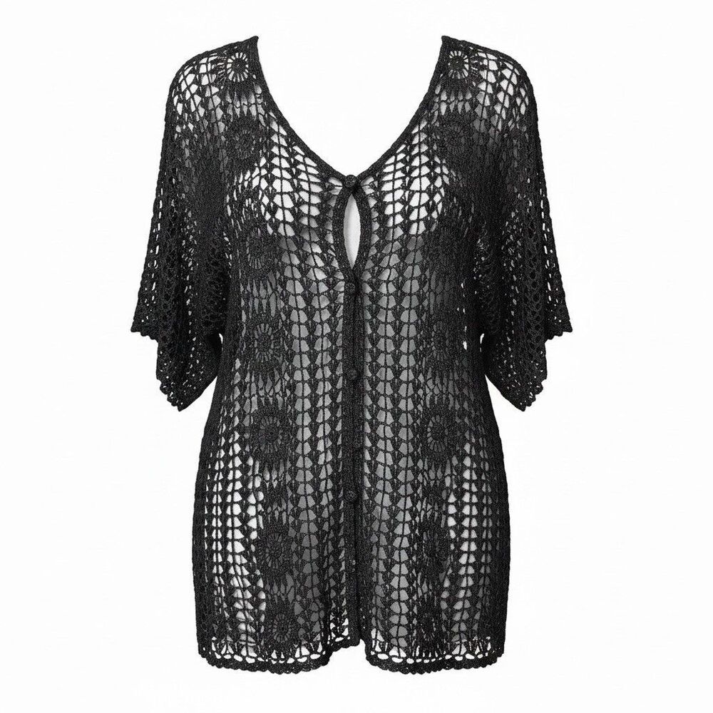 Women’s Sheer Crotchet Lace Top Boho Festival Whimsigoth Coastal Cowgirl Goth